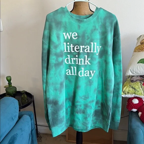 Green Tie-Dye Graphic Sweatshirt - Picture 1 of 5